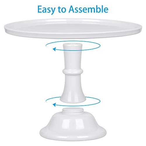 KLASKWARE Round Cake Stand 11" Melamine Cake Display Stand Dessert Cupcake Display Tray for Graduation,Wedding,Birthday,Party,Baby Shower,Anniversary,Ceremony,Christmas (White