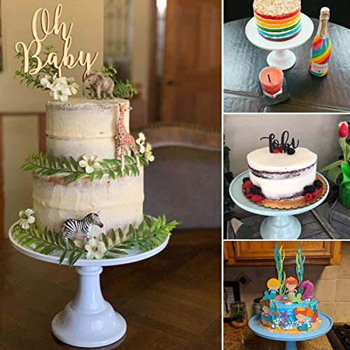 KLASKWARE Round Cake Stand 11" Melamine Cake Display Stand Dessert Cupcake Display Tray for Graduation,Wedding,Birthday,Party,Baby Shower,Anniversary,Ceremony,Christmas (White