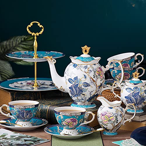 ACMLIFE Porcelain Cake Stand Ceramic Cupcake Stand with Blue Dessert Platters 2 Tiers, Snacks Desserts Cookies Display Tower Tray Ideal for Afternoon Tea Party, Wedding and Gift (Blue 2 Tiers)