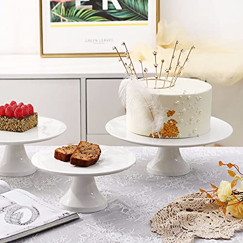 9-Inch Porcelain Cake Stand, Round Dessert Stand, Cake Stand for Dessert Table, White Round Ceramic Dessert Display Stands Cupcake Holder, Cupcake Stand for Wedding, Birthday Party, Baby Shower