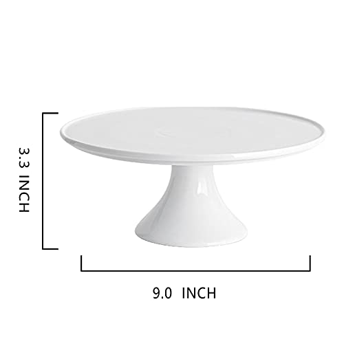 9-Inch Porcelain Cake Stand, Round Dessert Stand, Cake Stand for Dessert Table, White Round Ceramic Dessert Display Stands Cupcake Holder, Cupcake Stand for Wedding, Birthday Party, Baby Shower