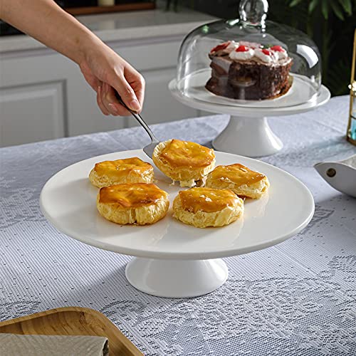 9-Inch Porcelain Cake Stand, Round Dessert Stand, Cake Stand for Dessert Table, White Round Ceramic Dessert Display Stands Cupcake Holder, Cupcake Stand for Wedding, Birthday Party, Baby Shower