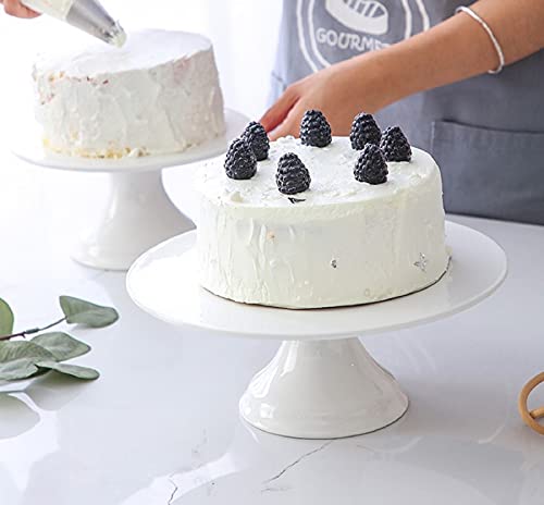 9-Inch Porcelain Cake Stand, Round Dessert Stand, Cake Stand for Dessert Table, White Round Ceramic Dessert Display Stands Cupcake Holder, Cupcake Stand for Wedding, Birthday Party, Baby Shower