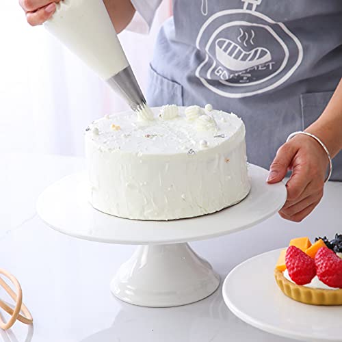 9-Inch Porcelain Cake Stand, Round Dessert Stand, Cake Stand for Dessert Table, White Round Ceramic Dessert Display Stands Cupcake Holder, Cupcake Stand for Wedding, Birthday Party, Baby Shower