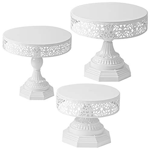 Weharnar White Cake Stand Set of 3 Piece Iron Cupcake Stand Holder Round Dessert Table Display Set Metal Cup Cake Display Plate Serving Tray for Wedding,Birthday Party,Ceremony,Baby Shower