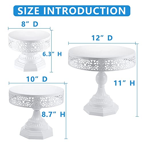 Weharnar White Cake Stand Set of 3 Piece Iron Cupcake Stand Holder Round Dessert Table Display Set Metal Cup Cake Display Plate Serving Tray for Wedding,Birthday Party,Ceremony,Baby Shower