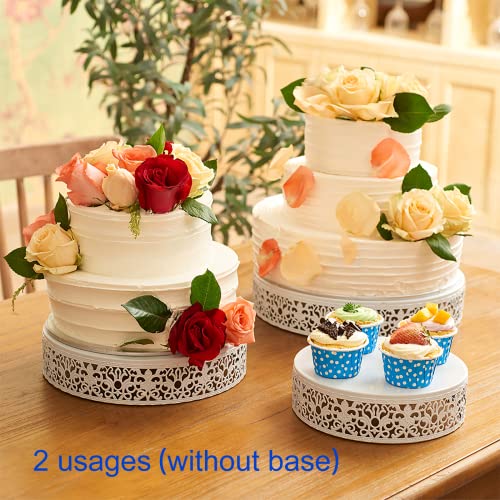 Weharnar White Cake Stand Set of 3 Piece Iron Cupcake Stand Holder Round Dessert Table Display Set Metal Cup Cake Display Plate Serving Tray for Wedding,Birthday Party,Ceremony,Baby Shower