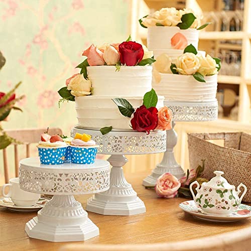 Weharnar White Cake Stand Set of 3 Piece Iron Cupcake Stand Holder Round Dessert Table Display Set Metal Cup Cake Display Plate Serving Tray for Wedding,Birthday Party,Ceremony,Baby Shower