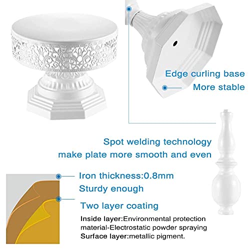 Weharnar White Cake Stand Set of 3 Piece Iron Cupcake Stand Holder Round Dessert Table Display Set Metal Cup Cake Display Plate Serving Tray for Wedding,Birthday Party,Ceremony,Baby Shower