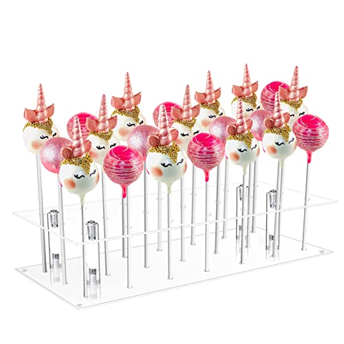 Cake Pop Stand, 1 Pack Acrylic Lollipop Holder 21 Hole Clear Weddings Showers Birthday Parties Anniversaries Halloween Candy Decorative