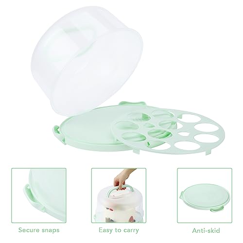 DZ CLAN Cake Carrier, Cake Container Plastic Cover Lid, Cake Carrier with Lid and Handle, Set of 2(10+8inch)