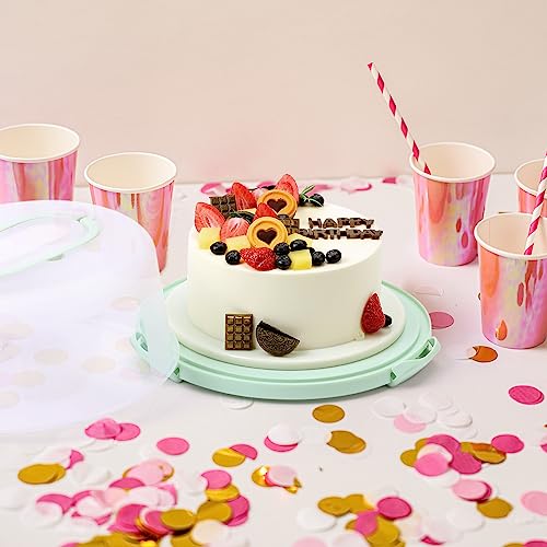 DZ CLAN Cake Carrier, Cake Container Plastic Cover Lid, Cake Carrier with Lid and Handle, Set of 2(10+8inch)