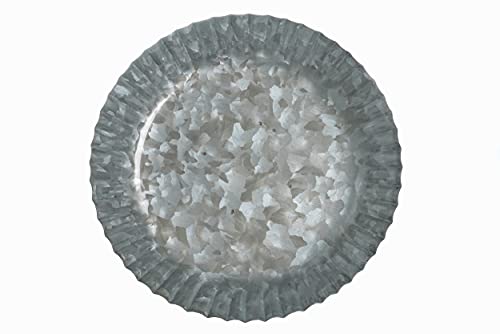 Deconoor Galvanized Cake and Cupcake Stand, Decorative Serving Platter, Dessert Holder for Weddings, Baby Showers, Birthday Parties, Anniversaries, Halloween, Round-Flower Shape, 13" Diameter, Silver