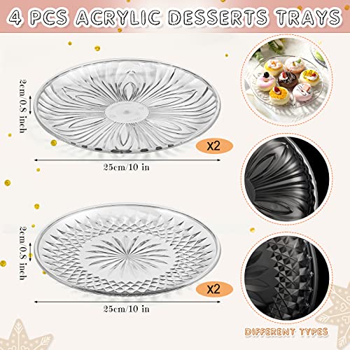 9 Pcs Acrylic Cake Stand Set Including 4 Pcs 3 Tier Cupcake Tower 4 Pcs Round Dessert Trays 1 Pcs Cake Pedestal Stand Dessert Table Cupcake Holder for Birthday Wedding Baby Shower Party Decoration