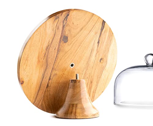 Royalty Art 4-in-1 Cake Stand with Dome, Cheese Board, Covered Platter, and Serving Tray for Pastries, Pies, Appetizers, and Holiday Treats, Decorative Kitchen Server and Display