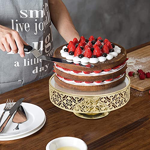 TRSPCWR Cake Stand, Gold Mirror Round Dessert Stand, 10inch Wedding Dessert Display Cake Stands, Metal Cake Plate Decor for Wedding Birthday Party
