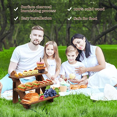 FTUREERA Display Stand, Wood 3 Tier Display Riser for Cupcake Stand, Craft Display, Earring Display Stands, Table Display Stand Selling For Vendors