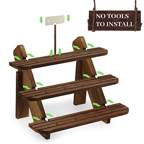 FTUREERA Display Stand, Wood 3 Tier Display Riser for Cupcake Stand, Craft Display, Earring Display Stands, Table Display Stand Selling For Vendors
