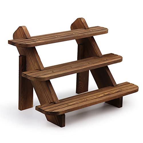 FTUREERA Display Stand, Wood 3 Tier Display Riser for Cupcake Stand, Craft Display, Earring Display Stands, Table Display Stand Selling For Vendors