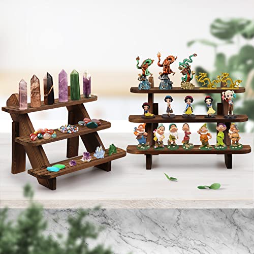FTUREERA Display Stand, Wood 3 Tier Display Riser for Cupcake Stand, Craft Display, Earring Display Stands, Table Display Stand Selling For Vendors
