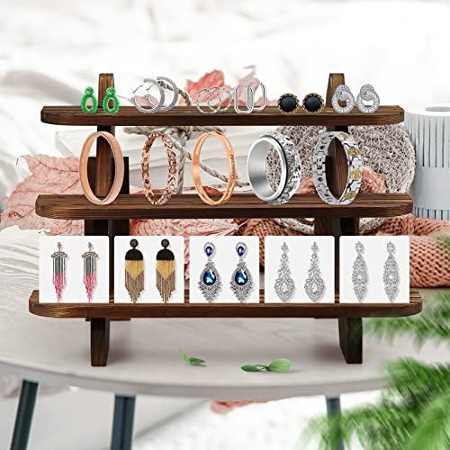 FTUREERA Display Stand, Wood 3 Tier Display Riser for Cupcake Stand, Craft Display, Earring Display Stands, Table Display Stand Selling For Vendors