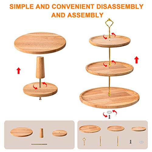 Wood Cake Stands Set of 3,Lwhaoye Oak Cup Cake Dessert Stands for Dessert Table Stands Display,Rustic Wooden Cupcake Cake Dessert Stands,Wedding-Birthday-Holiday-Housewarming Parties