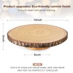 Wood Cake Stand- /w Wooden Slice Cake Topper and Cake Cutting Set, 12” Rustic Wedding Cake Stand, Wooden Cake Stand for Wedding Receptions or Any Special Events