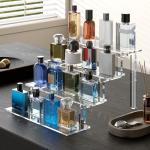 WINKINE Acrylic Display Stands, 2 Pack Clear Acrylic Display Risers Compatible with Funko Amiibo POP Figures, 4 Tier Cupcakes Dessert Stand Perfume Organizer Perfume Stand for Cabinet, Countertops