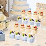 WINKINE Acrylic Display Stands, 2 Pack Clear Acrylic Display Risers Compatible with Funko Amiibo POP Figures, 4 Tier Cupcakes Dessert Stand Perfume Organizer Perfume Stand for Cabinet, Countertops