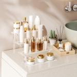 WINKINE Acrylic Display Stands, 2 Pack Clear Acrylic Display Risers Compatible with Funko Amiibo POP Figures, 4 Tier Cupcakes Dessert Stand Perfume Organizer Perfume Stand for Cabinet, Countertops