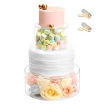 2 Pcs Clear Acrylic Cake Stand Fillable Cake Stand Cake Riser Cake Tier Cake Display Round Cake Stand Wedding Cake Stand Cylinder Stand for Party Birthday(10 inch,6 inch,with Lights)