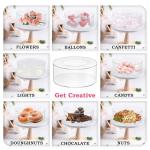 2 Pcs Clear Acrylic Cake Stand Fillable Cake Stand Cake Riser Cake Tier Cake Display Round Cake Stand Wedding Cake Stand Cylinder Stand for Party Birthday(10 inch,6 inch,with Lights)