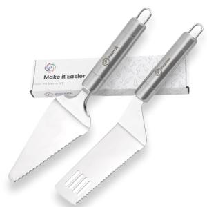 Pie Server Spatula and Cake Cutter Slicer, Stainless Steel Set - Kitchen Essentials for Cutting & Serving Desserts, Brownies, Lasagna