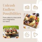 Cake Stand with Acrylic Dome Lid 2-in-1 Multifunctional Rectangular Shatterproof Dessert Table Display Set with Acacia Wood Serving Platter, Veggie Tray, Fruit Bowl, Donut Stand Plate by Homesphere