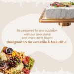Cake Stand with Acrylic Dome Lid 2-in-1 Multifunctional Rectangular Shatterproof Dessert Table Display Set with Acacia Wood Serving Platter, Veggie Tray, Fruit Bowl, Donut Stand Plate by Homesphere