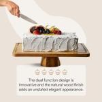 Cake Stand with Acrylic Dome Lid 2-in-1 Multifunctional Rectangular Shatterproof Dessert Table Display Set with Acacia Wood Serving Platter, Veggie Tray, Fruit Bowl, Donut Stand Plate by Homesphere