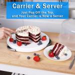 JOEY'Z EXTRA LARGE Cake Carrier/Storage Container With Server Holds up to 12 inch 3-layer cake, White Gray Translucent Dome - Transports Cakes, Pies, or Other Desserts