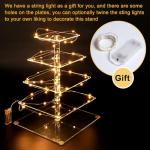 Vdomus 5-Tier Acrylic Cup cake Stand Display Tower with LED String Lights, Dessert Tree Tower Display Tiered Cupcake Stand Holder Platter for Birthday Wedding Party Celebration, Warm
