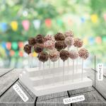 Darware Wooden Cake Pop Stand; Tiered Treat Holder (24-Hole, White)