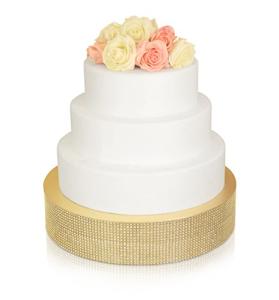 OCCASIONS Bling Wedding Cake Stand (Holds 150 lbs) Cupcake Base, Decorative Centerpiece for Parties (12" Round, Soft Gold)