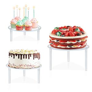 3PCS Round Clear Acrylic Cake Stands Transparent Stackable Cake Holder for Cupcake Dessert Cake Pizza Cookie for Wedding, Birthday, Party, Baby Shower Decoration