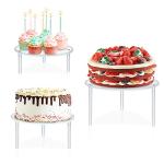 3PCS Round Clear Acrylic Cake Stands Transparent Stackable Cake Holder for Cupcake Dessert Cake Pizza Cookie for Wedding, Birthday, Party, Baby Shower Decoration