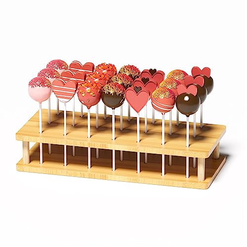 MinBoo Bamboo Cake Pop Stand, 21 Hole Pure Natural Bamboo Cakepops Display Stand, for Weddings, Baby Showers, Birthday, Party