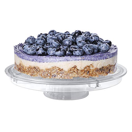 Lillian Tablesettings Cake Stand with Dome Cover, 6-in-1 Multi-Purpose Use, Serving Platter, Punch Bowl, Desert Platter and More, BPA Free, Clear (60220)