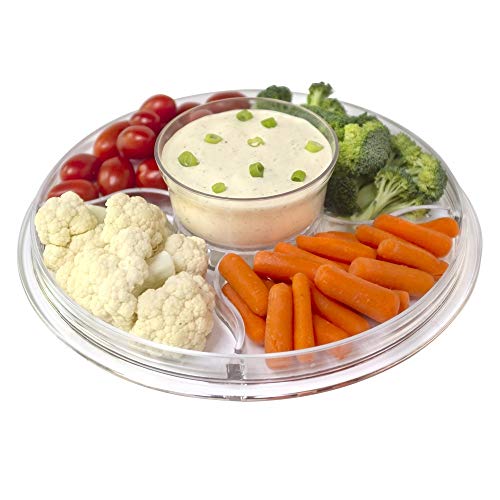 Lillian Tablesettings Cake Stand with Dome Cover, 6-in-1 Multi-Purpose Use, Serving Platter, Punch Bowl, Desert Platter and More, BPA Free, Clear (60220)