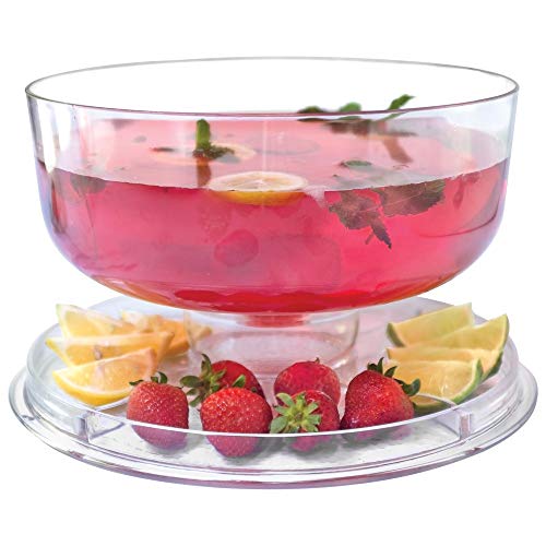 Lillian Tablesettings Cake Stand with Dome Cover, 6-in-1 Multi-Purpose Use, Serving Platter, Punch Bowl, Desert Platter and More, BPA Free, Clear (60220)