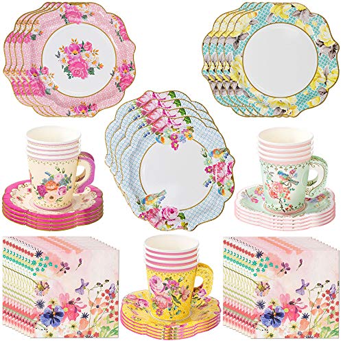 Talking Tables Vintage Tea Party Supplies | Floral Paper Plates, Napkins, Tea Cups and Saucer Sets | Great for Tea Parties, Weddings, Bridal and Baby Showers and Birthday Parties