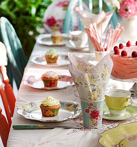 Talking Tables Vintage Tea Party Supplies | Floral Paper Plates, Napkins, Tea Cups and Saucer Sets | Great for Tea Parties, Weddings, Bridal and Baby Showers and Birthday Parties