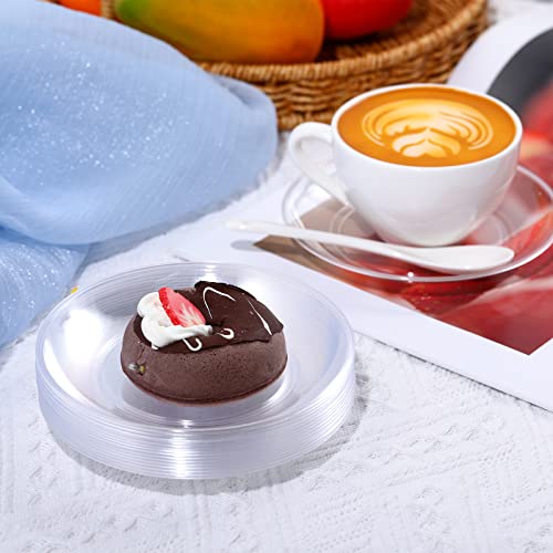 Zopeal 250 Pcs Small Clear Plastic Plates 5 Inch Dessert Appetizer Cake Disposable Plates Heavy Duty Wedding Party Plates for BBQ Travel Events Buffet Hotel Shop Picnic
