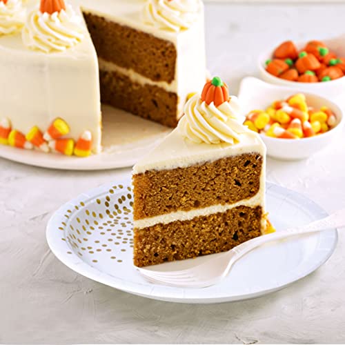 Simbago Gold Dots Party Paper Plates, 50 PCS Disposable Party Supplies Dessert Paper Plates for Birthday Party,Wedding Birdal Christmas Baby Shower (7 inches)